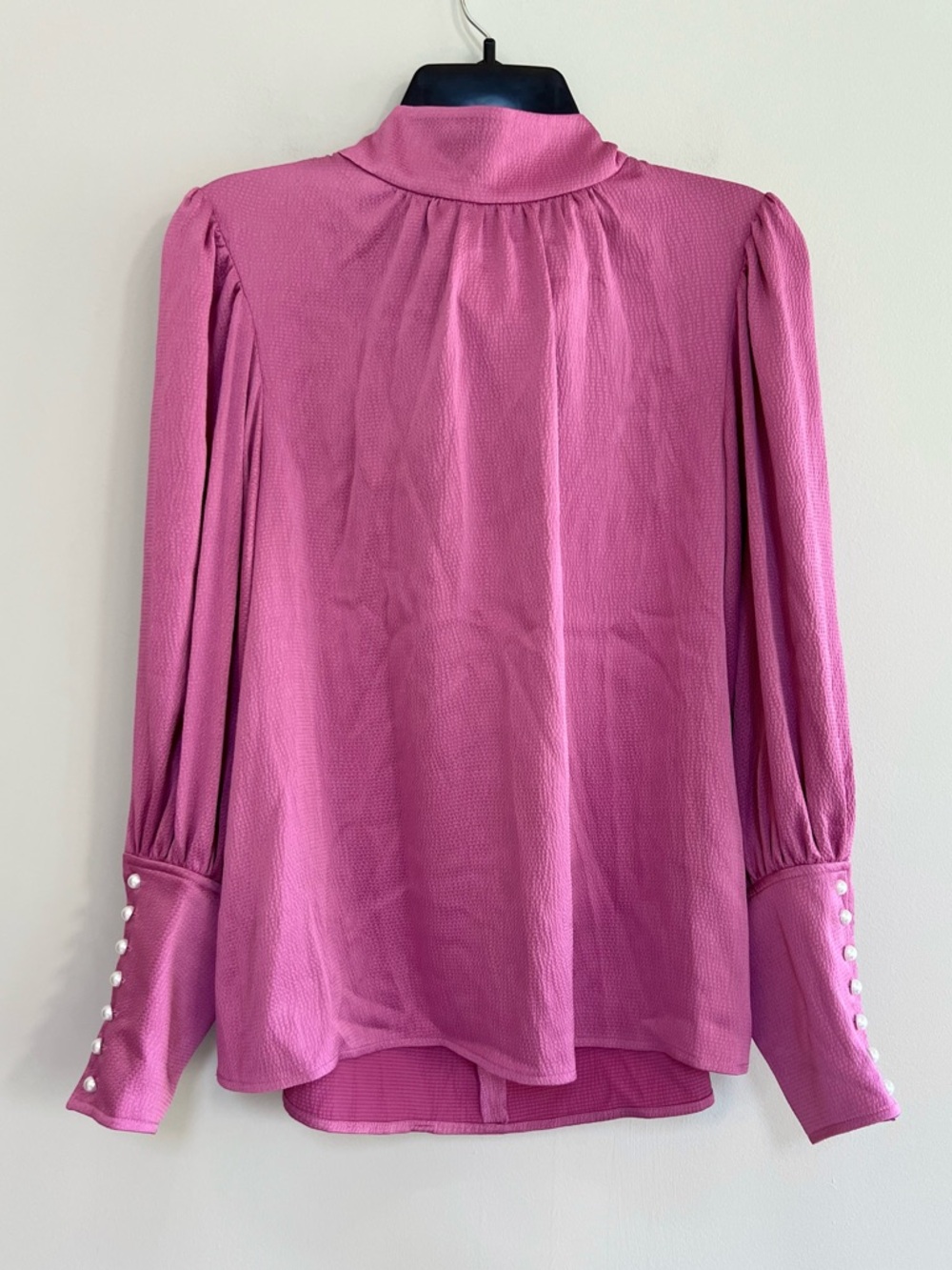 Crosby by Mollie Burch NWT Josephine Bow Long Sleeve Blouse, Camelia Pink, sz S - Picture 2 of 15